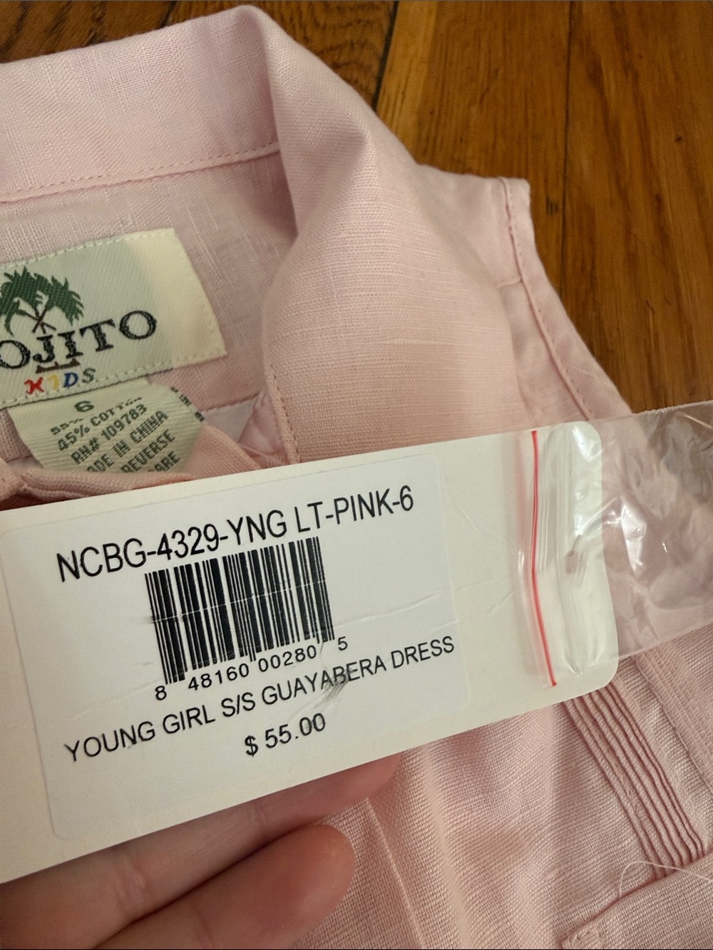 NWT mojito kids guayabera Girls Light Pink linen cotton Sleeveless Shirt Dress 6 - Picture 3 of 4